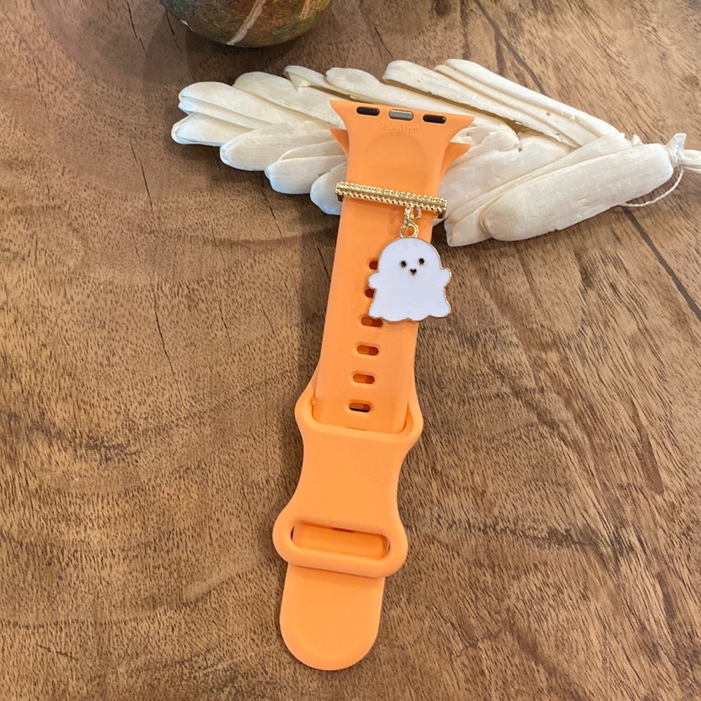 Orange Apple Watch Band and Ghost Charm